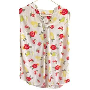 Woman Within Size 14/16 Medium Top Sleeveless New Flowers and Fruit Cottagecore
